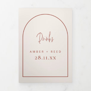 アーチクリーム&テラコッタドリンク結婚メニュー 三つ折りカード