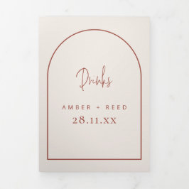 アーチクリーム&テラコッタドリンク結婚メニュー 三つ折りカード