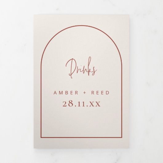 アーチクリーム&テラコッタドリンク結婚メニュー 三つ折りカード (カバー)