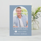 アーチグラッモダンドキャップダスティブルー卒業 案内状 (スタンド正面)