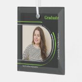 アーチグレーグリーン写真卒業 ガラスオーナメント (正面左)