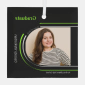 アーチグレーグリーン写真卒業 ガラスオーナメント (裏面)