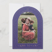 アーチグローリートゥゴッド金ゴールドスターズホリデーフォトカード 招待状 (正面)