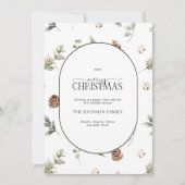 アーチコットンモダンウィンターグリーナリーメリークリスマス シーズンカード (正面)