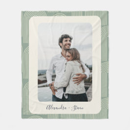 アーチコンテンポラリーラインアートのセージパーソナライズされた写真 フリースブランケット