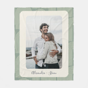 アーチコンテンポラリーラインアートのセージパーソナライズされた写真 フリースブランケット