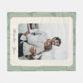 アーチコンテンポラリーラインアートのセージパーソナライズされた写真 フリースブランケット (正面(横))