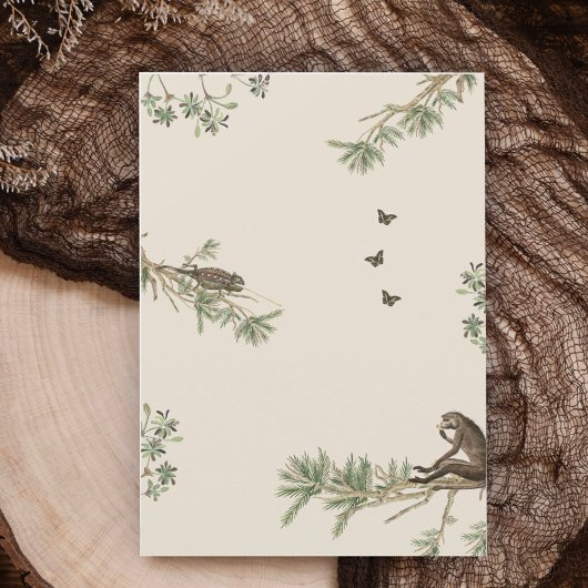 アーチサファリエレガントー動物ヴィンテージベビーシャワー 招待状