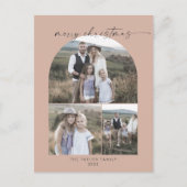 アーチサーモンモダンフォトコラージファミリークリスマス シーズンポストカード (正面)