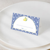 アーチシェイプアマルフィレモンブルータイルプリント結婚ズ プレイスカード