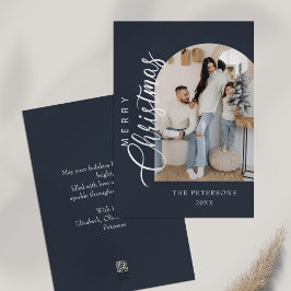 アーチシェイプ真夜中の青い写真クリスマスグリーティング シーズンカード