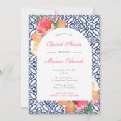 アーチシッはっきりしたツフローラブルータイルウェディングシャワー 招待状 (正面)