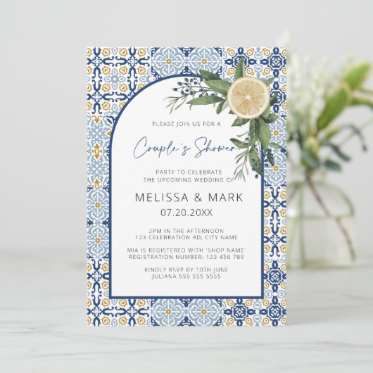 アーチシトラスレモンアマルフィポジターノカップルシャワー 招待状 (スタンド正面)