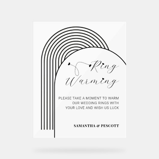 アーチシンプルミニマルリングや輪温結婚度 アクリルサイン (正面)