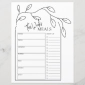 アーチスクミニマルリプト文字ウィークリーミールプランナー (正面)