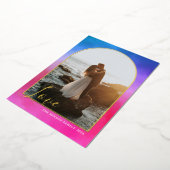 アーチスクリプトラブペイントピンクブルー垂直リアル 箔シーズンカード (回転した状態)