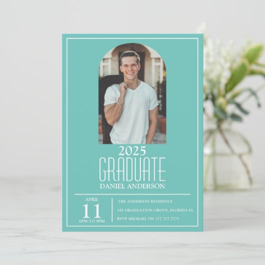 アーチスタイリッシュフォト卒業招待状 招待状 (スタンド正面)