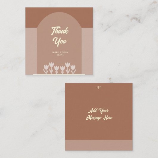 アーチスタイルのウェディングフラットサンクスカード エンクロージャーカード (正面/裏面)