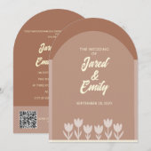 アーチスタイルのQRコード結婚式招待状 招待状 (正面/裏面)