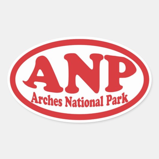 アーチス国立公園赤いオーバルステッカー 楕円形シール (正面)