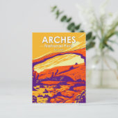 アーチズナショナルパークダブルアーチサンセットヴィンテージ ポストカード (スタンド正面)