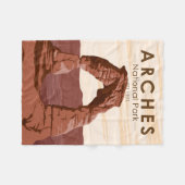 アーチズナショナルパークデリケートアーチヴィンテージ フリースブランケット (正面(横))