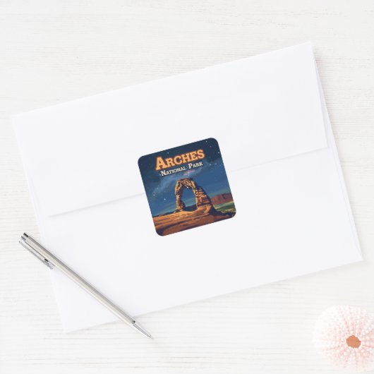 アーチズナショナルパークユタデリケートアーチモアブ スクエアシール (封筒)
