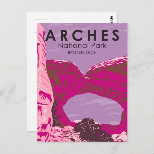 アーチズナショナルパークユタブロークンアーチヴィンテージ ポストカード (正面/裏面)