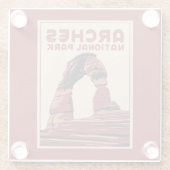 アーチズナショナルパークヴィンテージトラベルアート ガラスコースター (裏面)