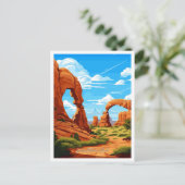 アーチズナショナルパークヴィンテージトラベルイラストレーション ポストカード (スタンド正面)