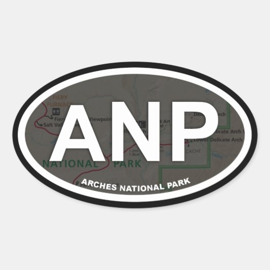 アーチズマップステッカー(白い文字) 楕円形シール (正面)