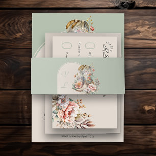 アーチセージモノグラムのグリーンフローラ女性のカーボーイブーツ 招待状ベリーバンド