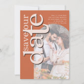 アーチタイポグラフィフォトオーバーレイテラコッタ セーブザデート (正面)