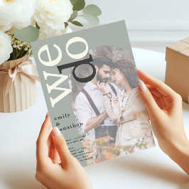 アーチタイポグラフィフォトオーバーレイSage Green 結婚's 招待状