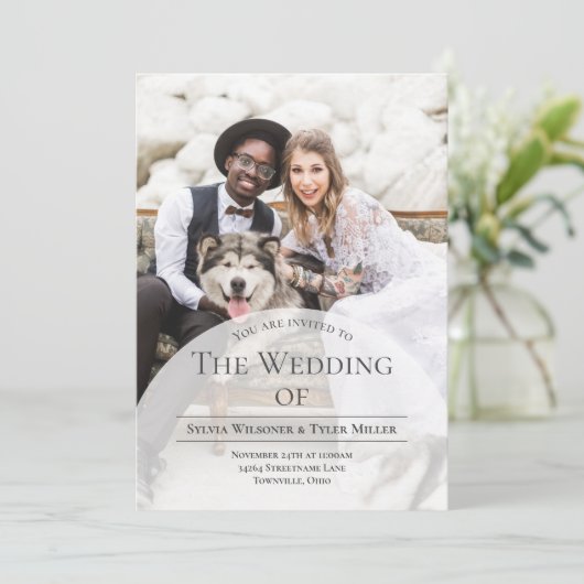 アーチタイポグラフィ結婚写真 招待状 (スタンド正面)