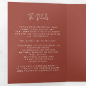 アーチタイモダンキングノットテラコッタ結婚の脚本 三つ折り招待状 (内部最初)