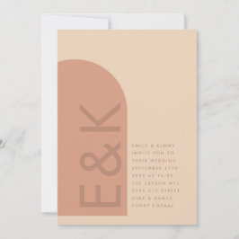 アーチテラコッタパンパスボホデザートコーラル結婚ズ 招待状