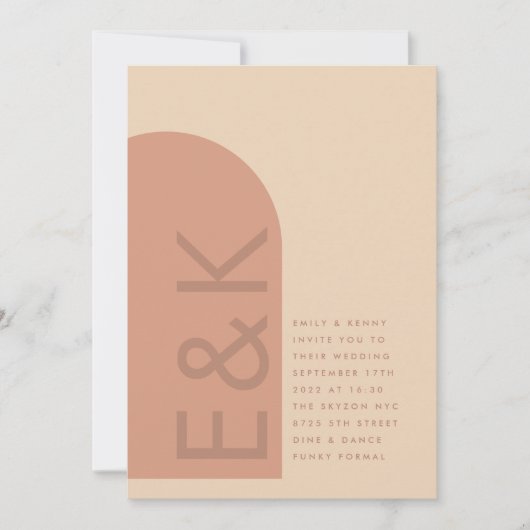 アーチテラコッタパンパスボホデザートコーラル結婚ズ 招待状 (正面)