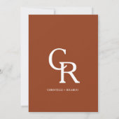 アーチテラコッタ オレンジ モノグラム ウェディング セーブザデート (裏面)