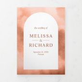 アーチデザッ素朴トカボステラコッタポット結婚ズ 三つ折り招待状 (カバー)