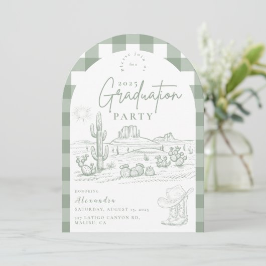 アーチデザートシック卒業ウェスタン女性のカーボーイ 招待状 (スタンド正面)