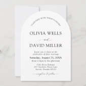 アーチドモダンブラック&ホワイトミニマル結婚リスト 招待状 (正面)