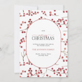 アーチナチュラルモダンレッドベリーメリークリスマスホリ シーズンカード (正面)