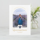 アーチネイビスペインのーブルーハート写真キンセアニラ 招待状 (スタンド正面)