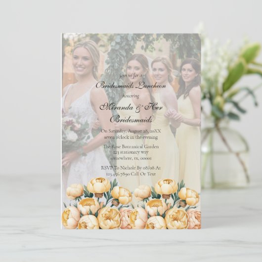 アーチバターイエローフォトブリデスメイドランチョン 招待状 (スタンド正面)