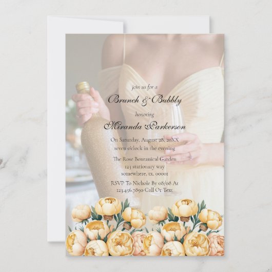 アーチバター – イエローフォトブランチとバブリー 招待状 (正面)