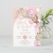 アーチパステルボホグリッターバルーンピンクスウィート16 招待状 (スタンド正面)