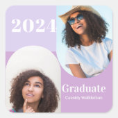 アーチパープル2枚の写真卒業 スクエアシール (正面)