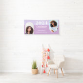 アーチパープル2枚の写真卒業 横断幕 (インサイチュ)