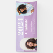 アーチパープル2枚の写真卒業 横断幕 (縦)